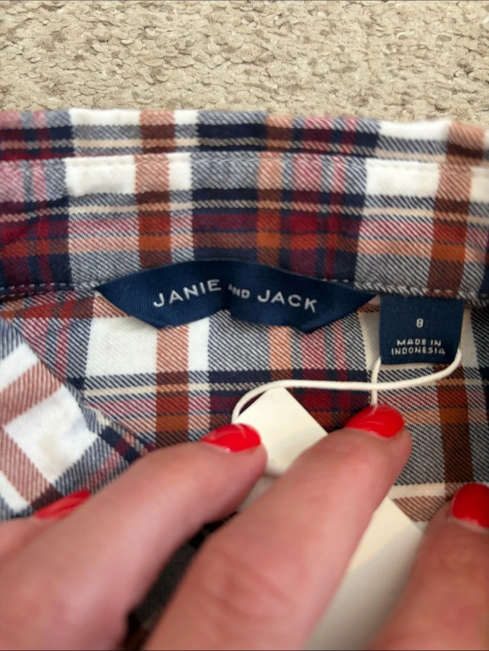 NWT Janie & Jack Plaid Button-Down Shirt, 8